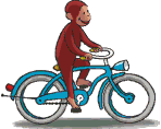 Curious George rides a bike